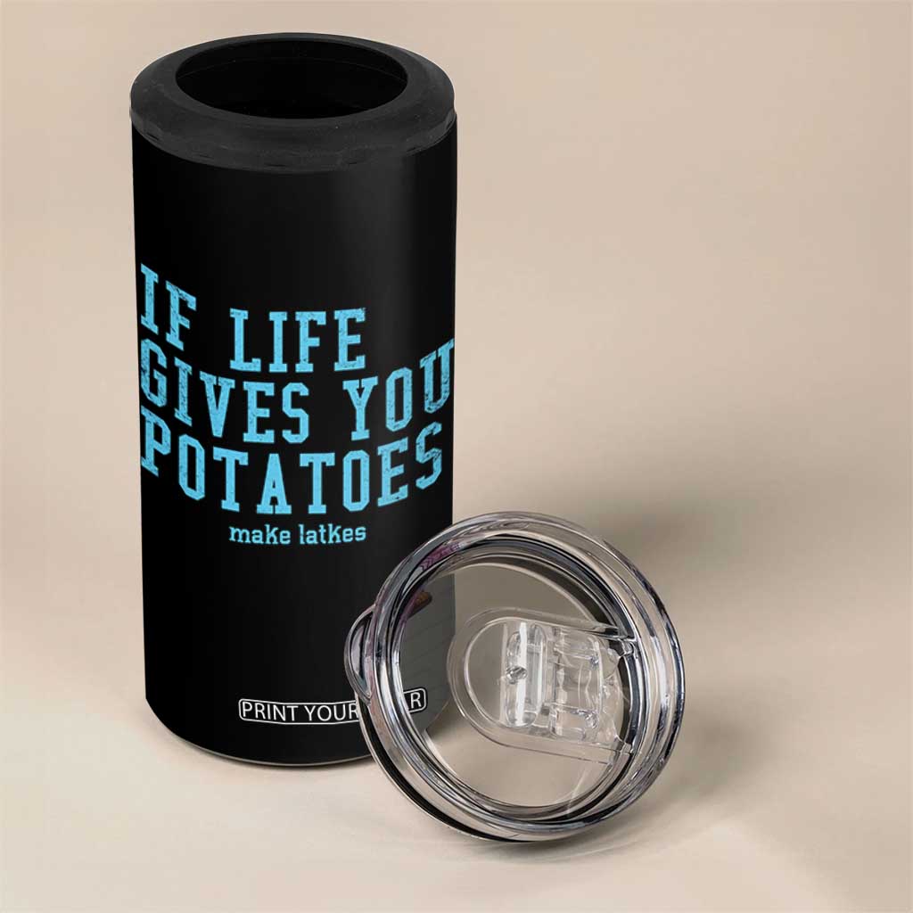 If Life Gives You Potatoes Make Latkes 4 in 1 Can Cooler Tumbler Funny Hanukkah Gift Jewish Holiday TS10 Print Your Wear