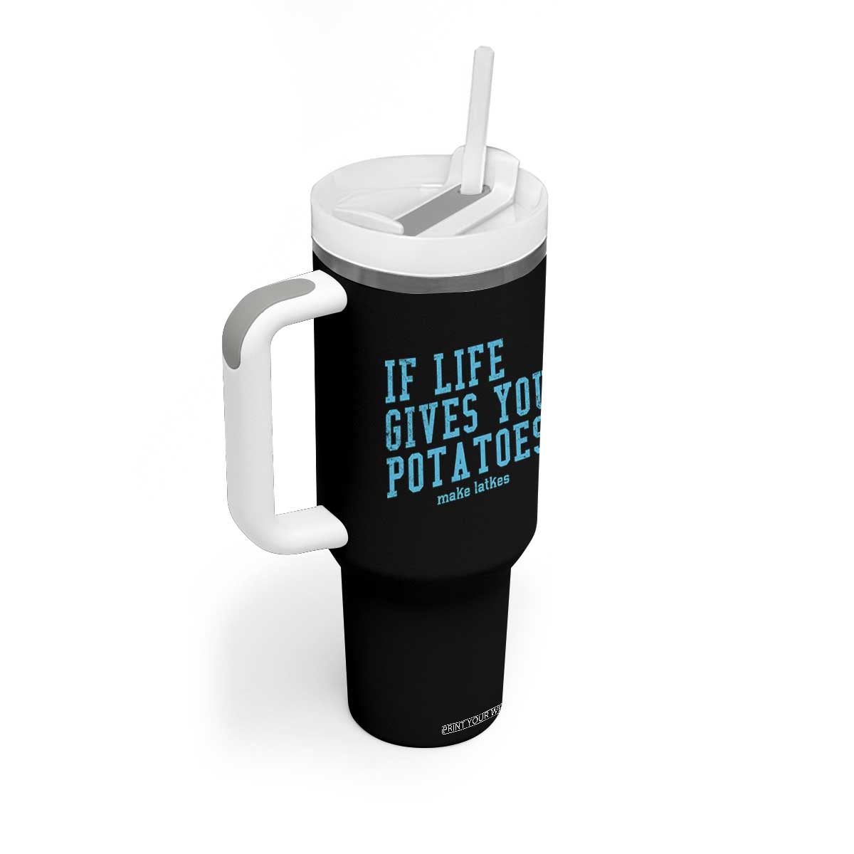 If Life Gives You Potatoes Make Latkes Tumbler With Handle Funny Hanukkah Gift Jewish Holiday TS10 Print Your Wear