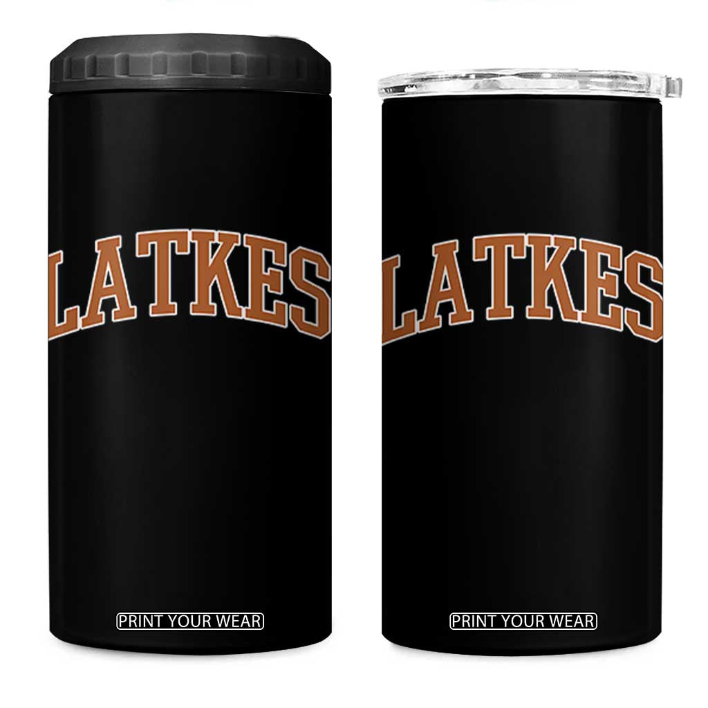 Latkes 4 in 1 Can Cooler Tumbler Funny Hanukkah Gift Jewish Holiday Food Apparel TS10 One Size: 16 oz Black Print Your Wear