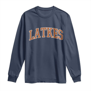 Latkes Long Sleeve Shirt Funny Hanukkah Gift Jewish Holiday Food Apparel TS10 Navy Print Your Wear