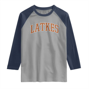 Latkes Raglan Shirt Funny Hanukkah Gift Jewish Holiday Food Apparel TS10 Sport Gray Navy Print Your Wear