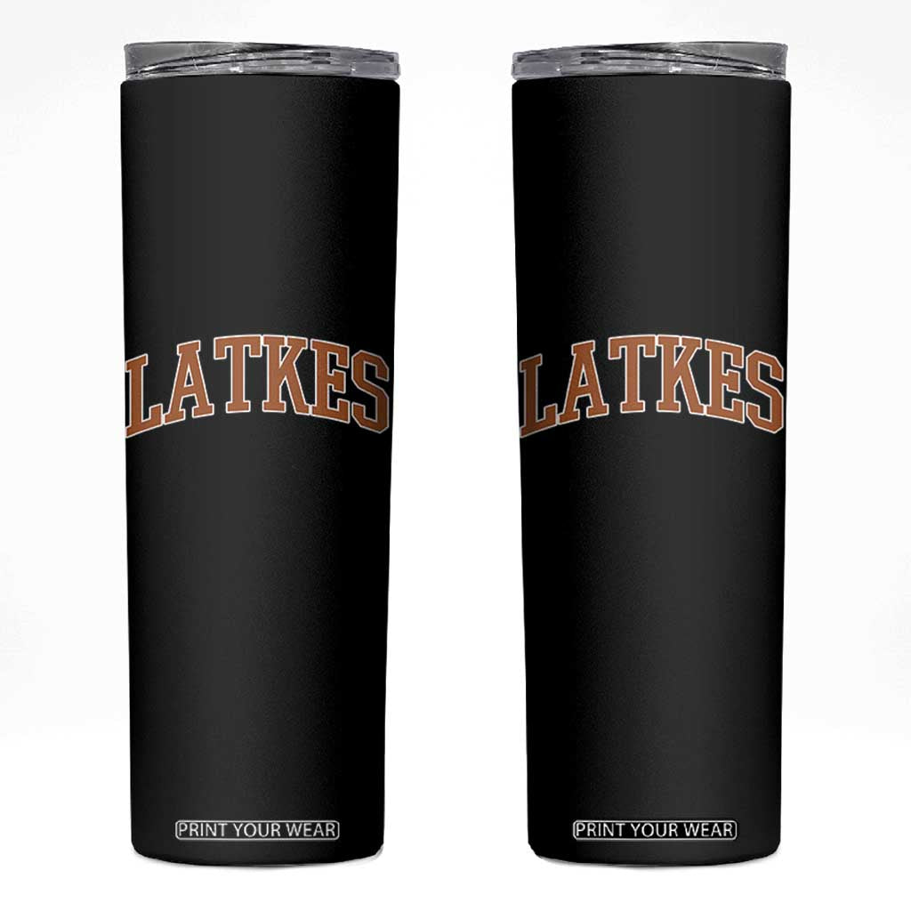 Latkes Skinny Tumbler Funny Hanukkah Gift Jewish Holiday Food Apparel TS10 Black Print Your Wear