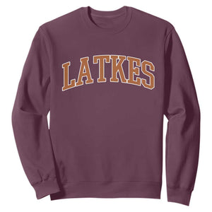 Latkes Sweatshirt Funny Hanukkah Gift Jewish Holiday Food Apparel TS10 Maroon Print Your Wear