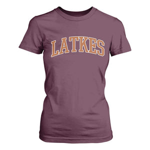 Latkes T Shirt For Women Funny Hanukkah Gift Jewish Holiday Food Apparel TS10 Maroon Print Your Wear