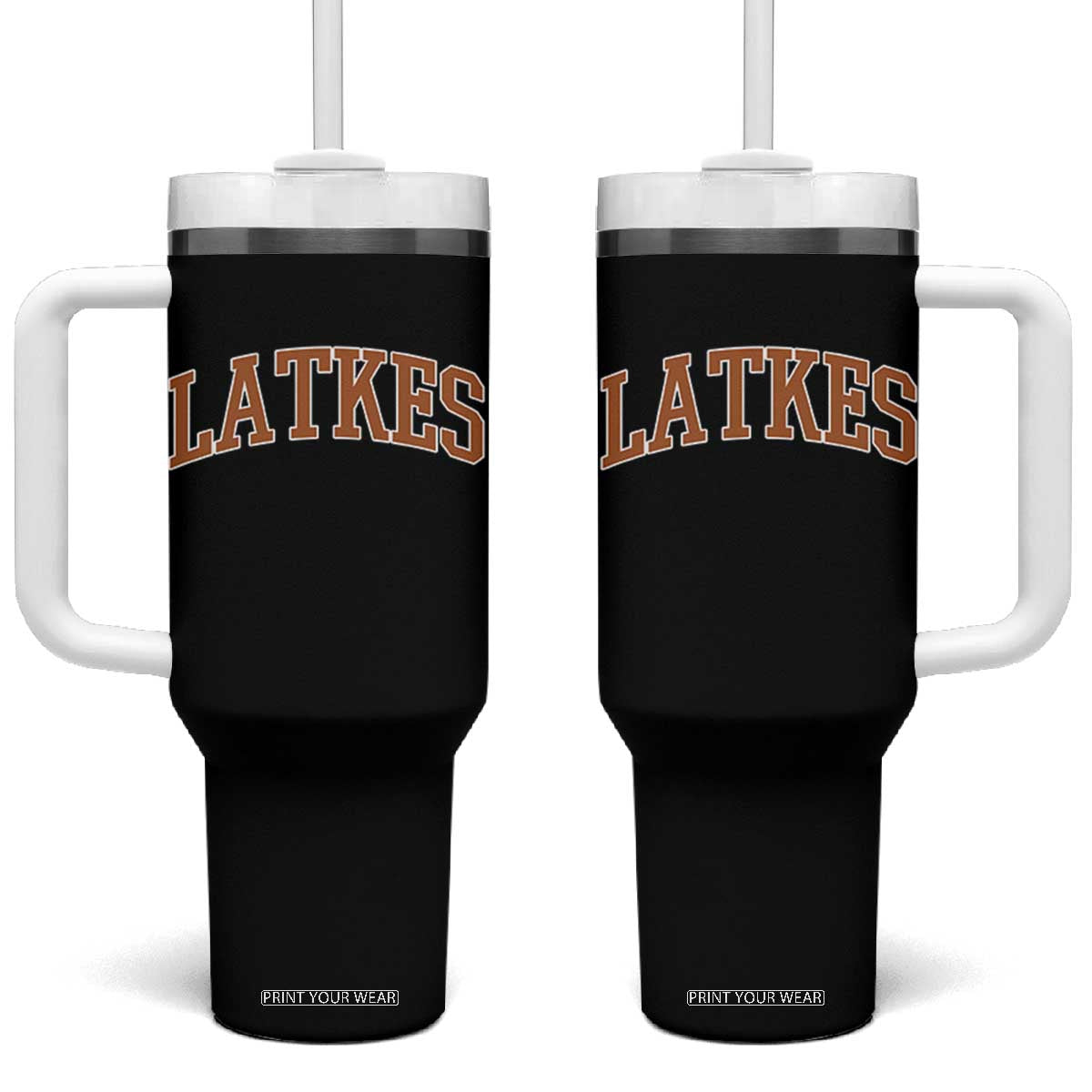 Latkes Tumbler With Handle Funny Hanukkah Gift Jewish Holiday Food Apparel TS10 One Size: 40 oz Black Print Your Wear