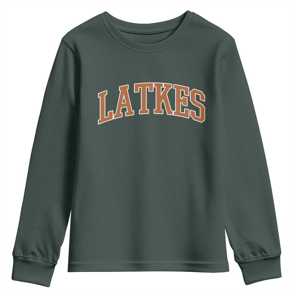 Latkes Youth Sweatshirt Funny Hanukkah Gift Jewish Holiday Food Apparel TS10 Dark Forest Green Print Your Wear