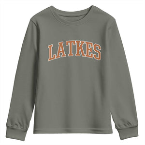 Latkes Youth Sweatshirt Funny Hanukkah Gift Jewish Holiday Food Apparel TS10 Military Green Print Your Wear