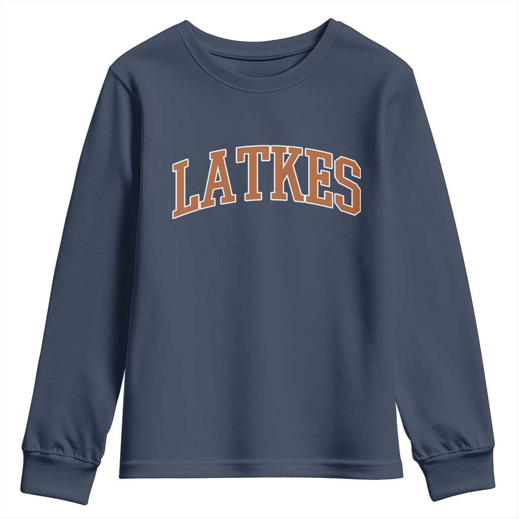 Latkes Youth Sweatshirt Funny Hanukkah Gift Jewish Holiday Food Apparel TS10 Navy Print Your Wear