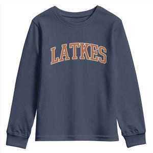 Latkes Youth Sweatshirt Funny Hanukkah Gift Jewish Holiday Food Apparel TS10 Navy Print Your Wear