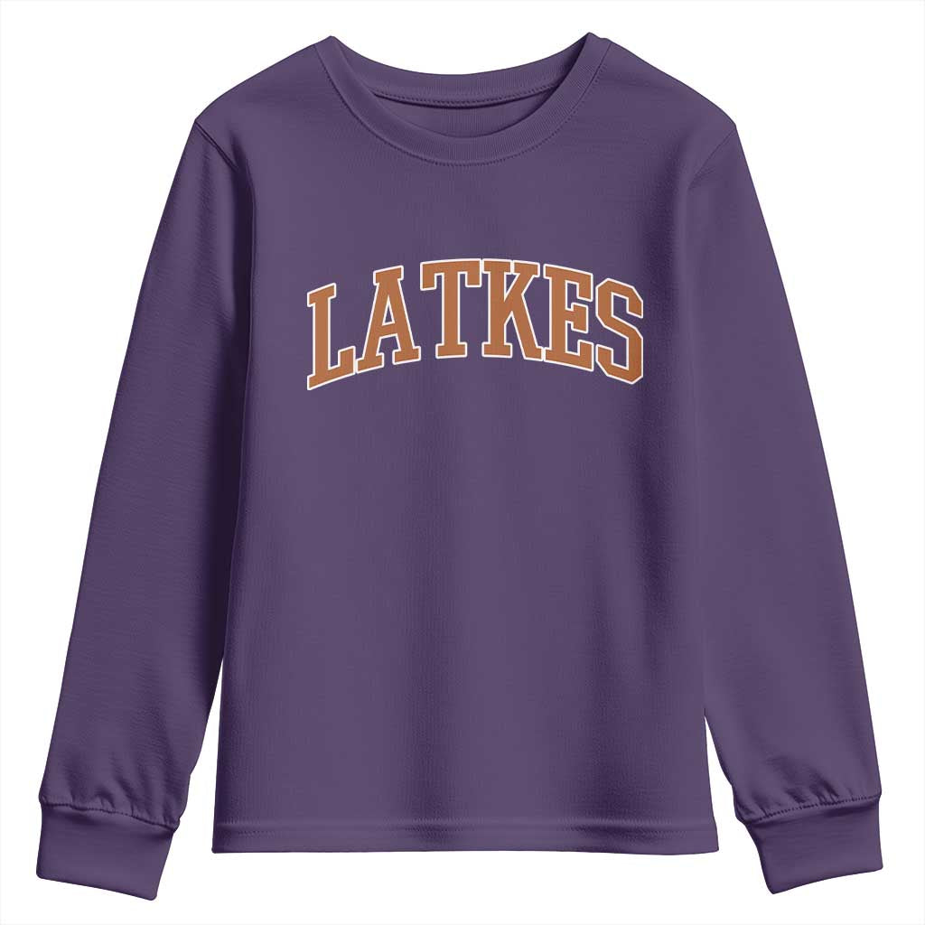 Latkes Youth Sweatshirt Funny Hanukkah Gift Jewish Holiday Food Apparel TS10 Purple Print Your Wear