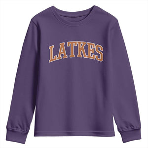 Latkes Youth Sweatshirt Funny Hanukkah Gift Jewish Holiday Food Apparel TS10 Purple Print Your Wear
