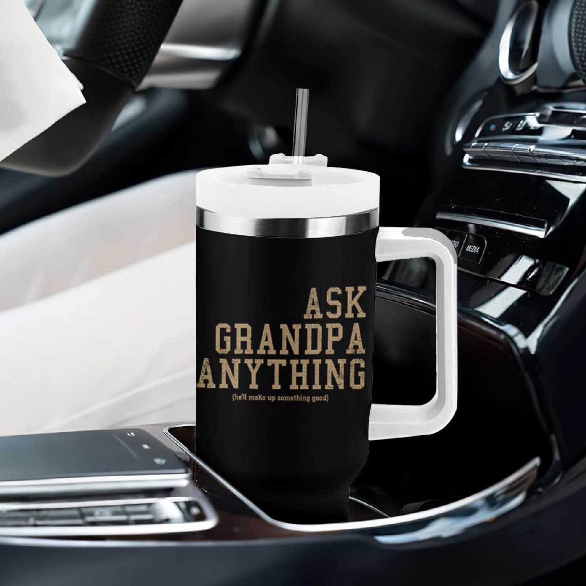 Funny Grandpa Tumbler With Handle Ask Grandpa Anything Fathers Day Gift TS10 Print Your Wear