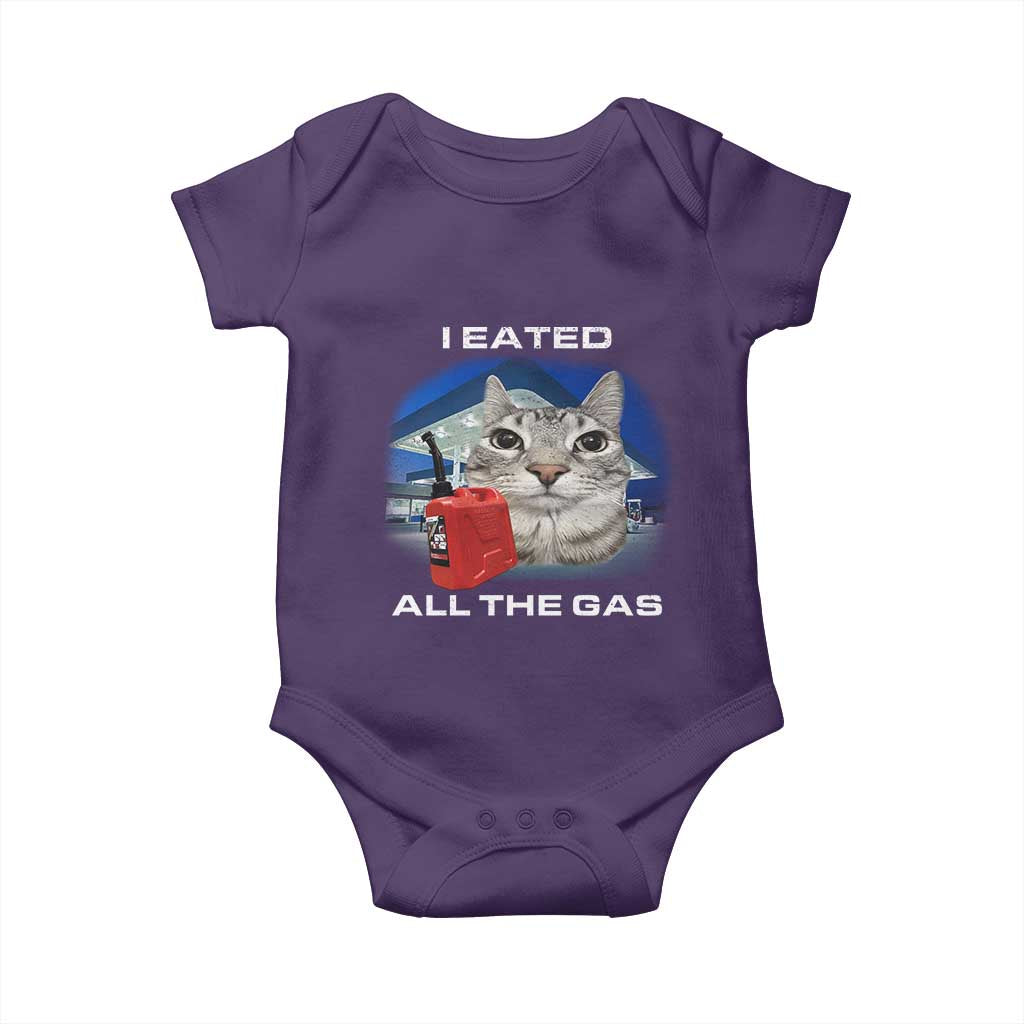 Sarcastic Cat Meme Baby Onesie Funny Retro I Eated All The Gas Gen Z Humor TS10 Purple Print Your Wear