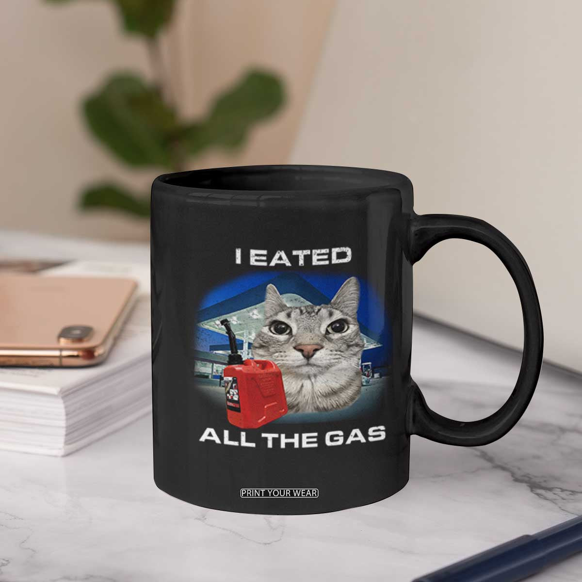 Sarcastic Cat Meme Coffee Mug Funny Retro I Eated All The Gas Gen Z Humor TS10 Print Your Wear