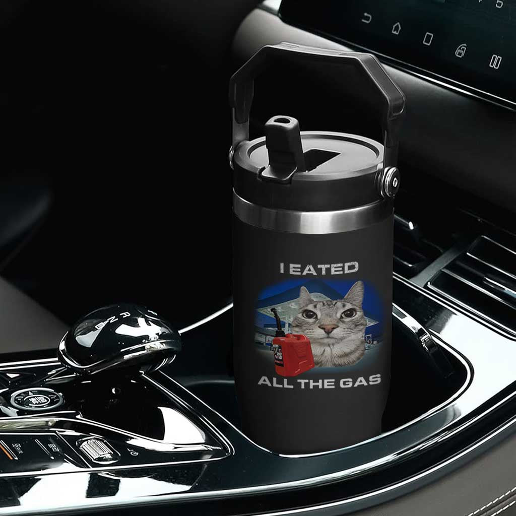 Sarcastic Cat Meme Flip Straw Tumbler Funny Retro I Eated All The Gas Gen Z Humor TS10 Print Your Wear