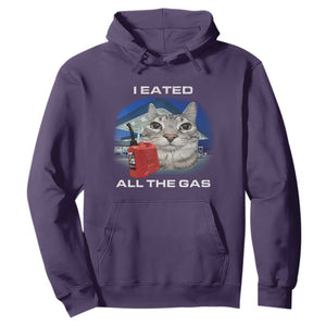 Sarcastic Cat Meme Hoodie Funny Retro I Eated All The Gas Gen Z Humor TS10 Purple Print Your Wear