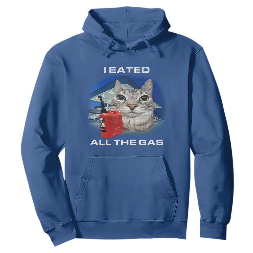 Sarcastic Cat Meme Hoodie Funny Retro I Eated All The Gas Gen Z Humor TS10 Royal Blue Print Your Wear