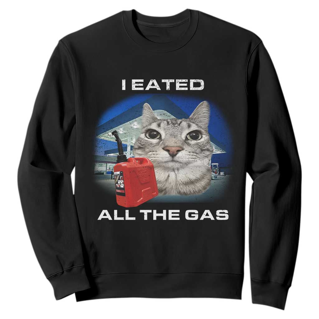 Sarcastic Cat Meme Sweatshirt Funny Retro I Eated All The Gas Gen Z Humor TS10 Black Print Your Wear