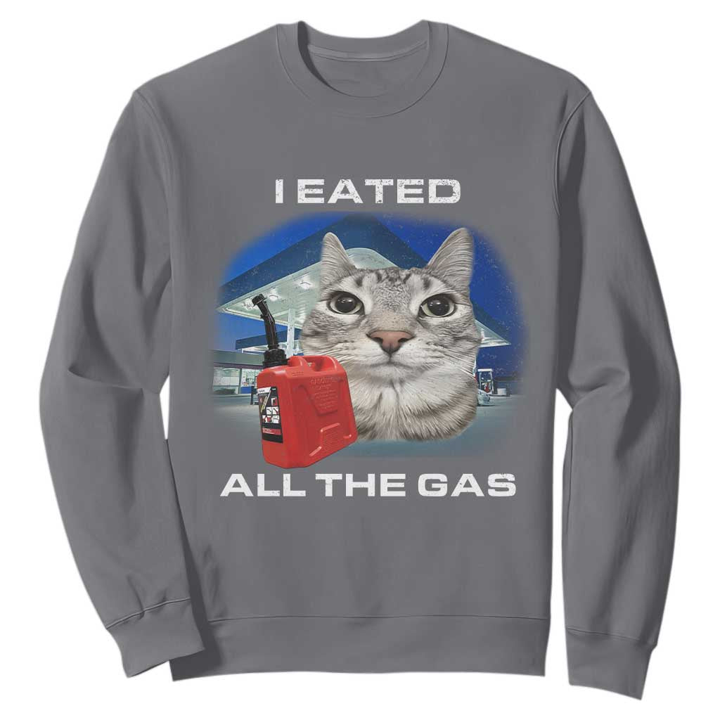 Sarcastic Cat Meme Sweatshirt Funny Retro I Eated All The Gas Gen Z Humor TS10 Charcoal Print Your Wear