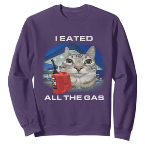 Sarcastic Cat Meme Sweatshirt Funny Retro I Eated All The Gas Gen Z Humor TS10 Purple Print Your Wear