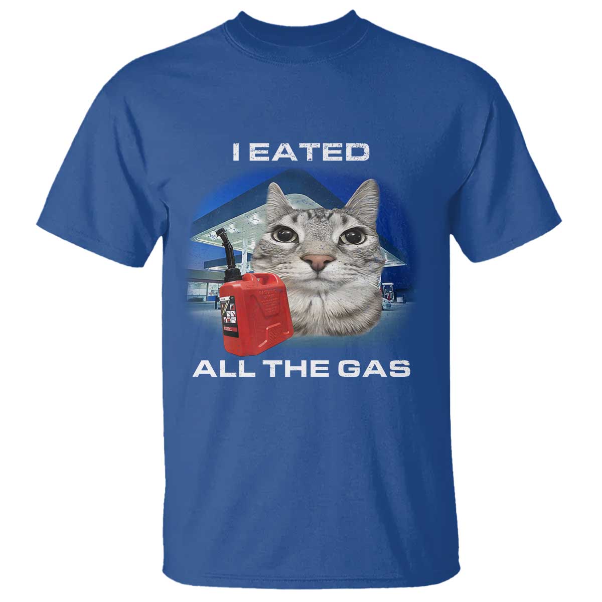 Sarcastic Cat Meme T Shirt Funny Retro I Eated All The Gas Gen Z Humor TS10 Royal Blue Print Your Wear