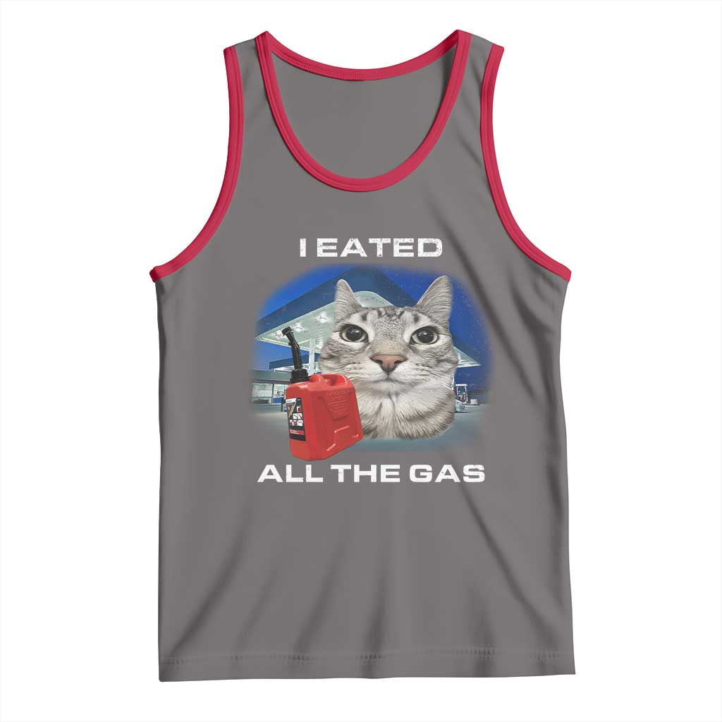 Sarcastic Cat Meme Tank Top Funny Retro I Eated All The Gas Gen Z Humor TS10 Deep Heather Red Print Your Wear