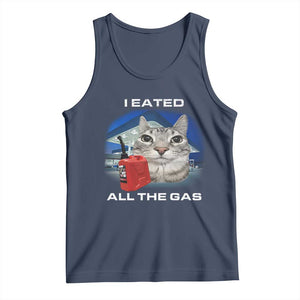 Sarcastic Cat Meme Tank Top Funny Retro I Eated All The Gas Gen Z Humor TS10 Navy Print Your Wear
