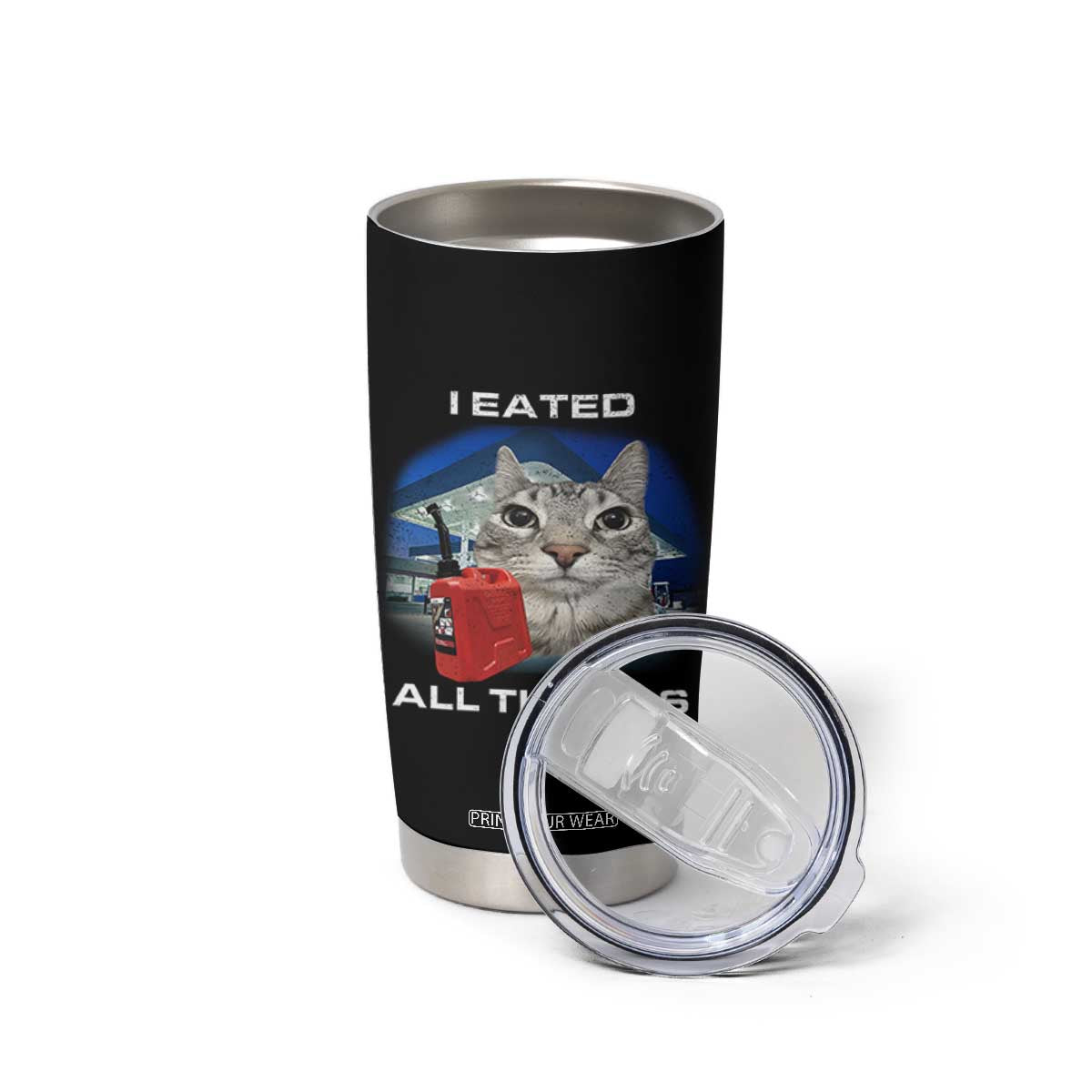 Sarcastic Cat Meme Tumbler Cup Funny Retro I Eated All The Gas Gen Z Humor TS10 Print Your Wear