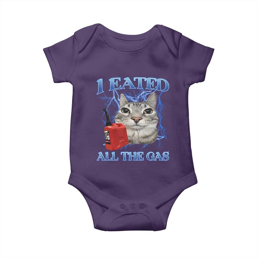 Sarcastic Cat Meme Baby Onesie I Eated All The Gas Gen Z Humor Bootleg TS10 Purple Print Your Wear