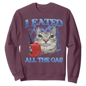 Sarcastic Cat Meme Sweatshirt I Eated All The Gas Gen Z Humor Bootleg TS10 Maroon Print Your Wear