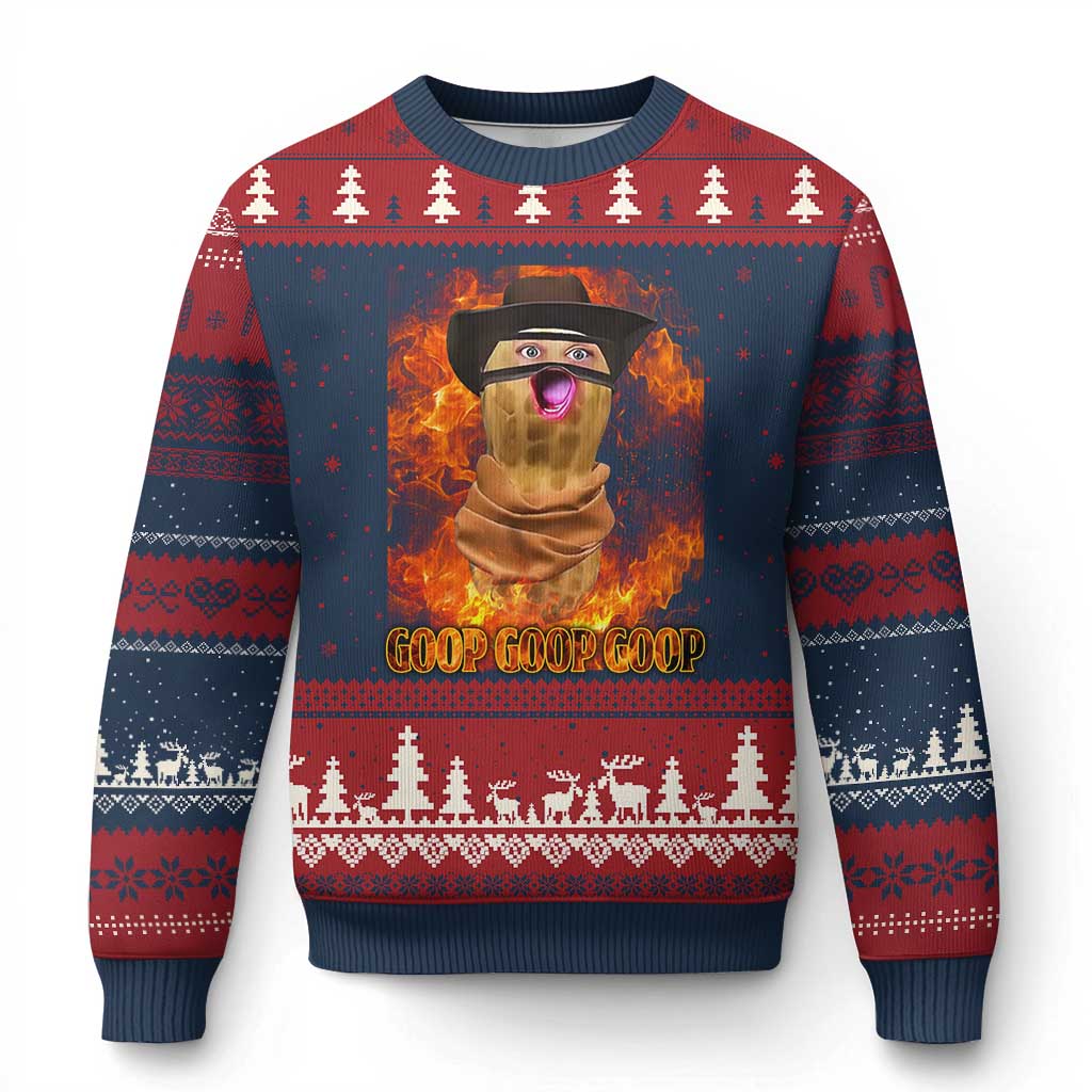 Peanut Goop Meme Ugly Christmas Sweater Funny Bungulator TS10 Navy Red Print Your Wear