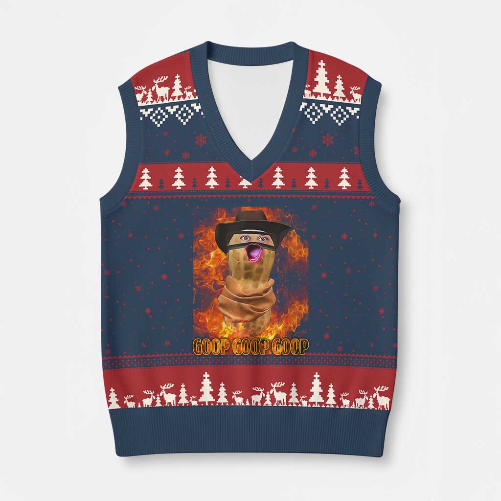 Peanut Goop Meme V-Neck Knit Sweater Vest Funny Bungulator TS10 Navy Red Print Your Wear