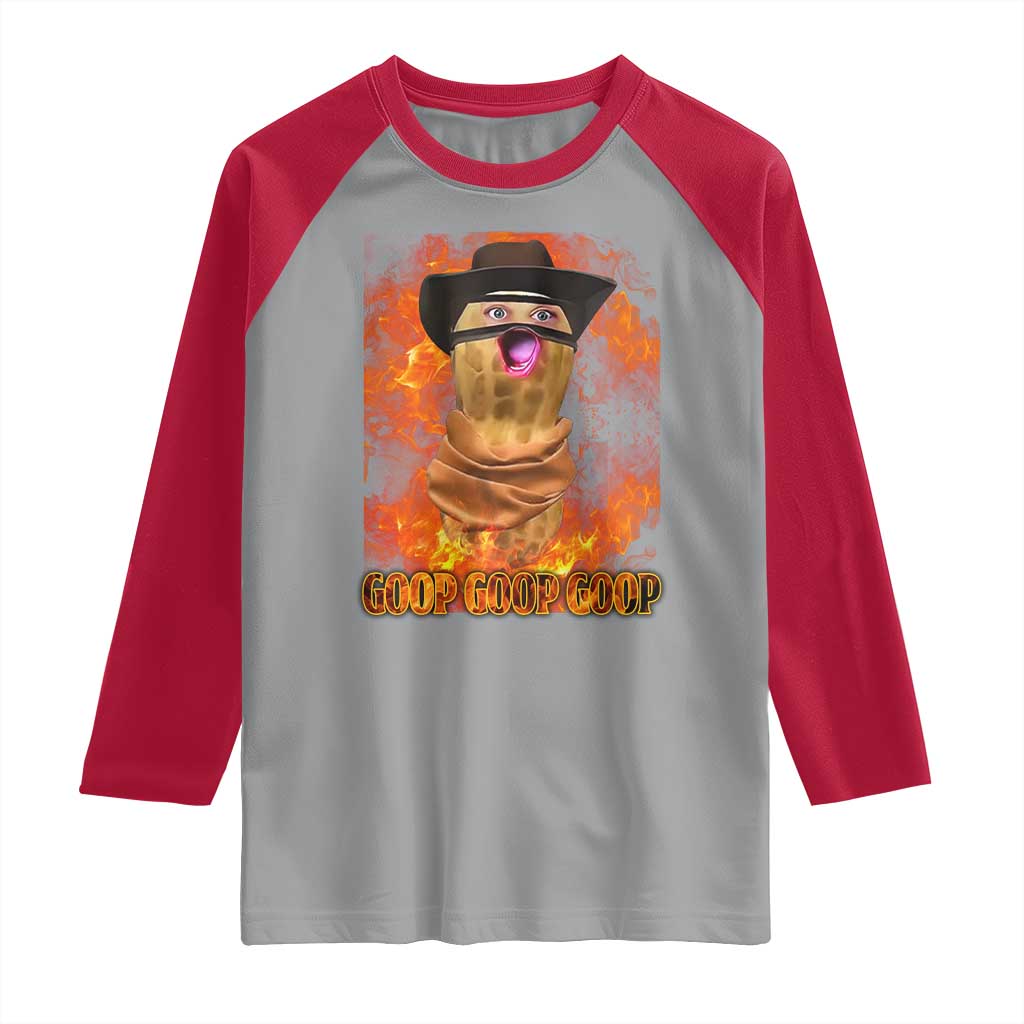 Peanut Goop Meme Raglan Shirt Funny Bungulator TS10 Sport Gray Red Print Your Wear