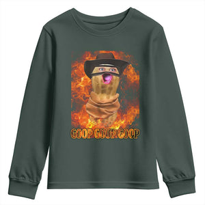 Peanut Goop Meme Youth Sweatshirt Funny Bungulator TS10 Dark Forest Green Print Your Wear