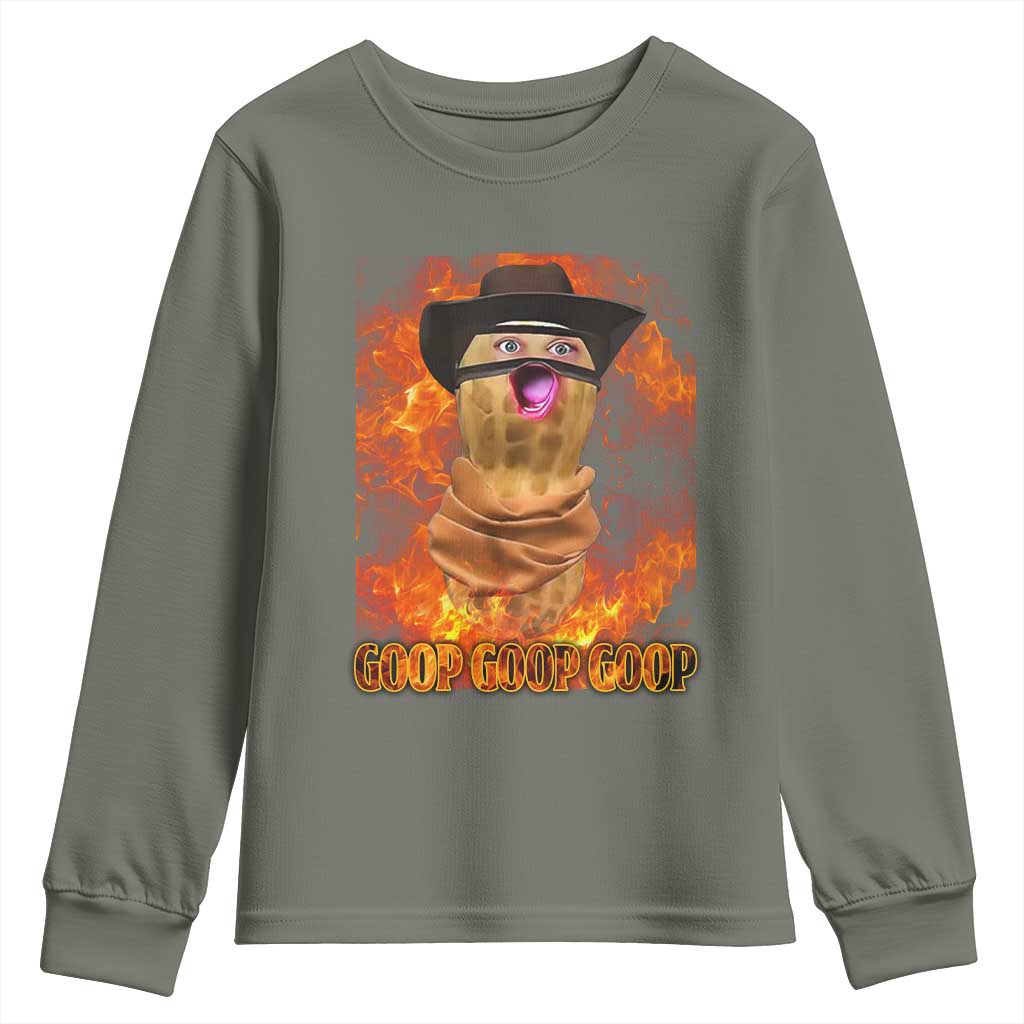 Peanut Goop Meme Youth Sweatshirt Funny Bungulator TS10 Military Green Print Your Wear