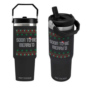 Soon To Be Merry'd Christmas Flip Straw Tumbler Engaged Couple Matching TS10 One Size: 30 oz Black Print Your Wear