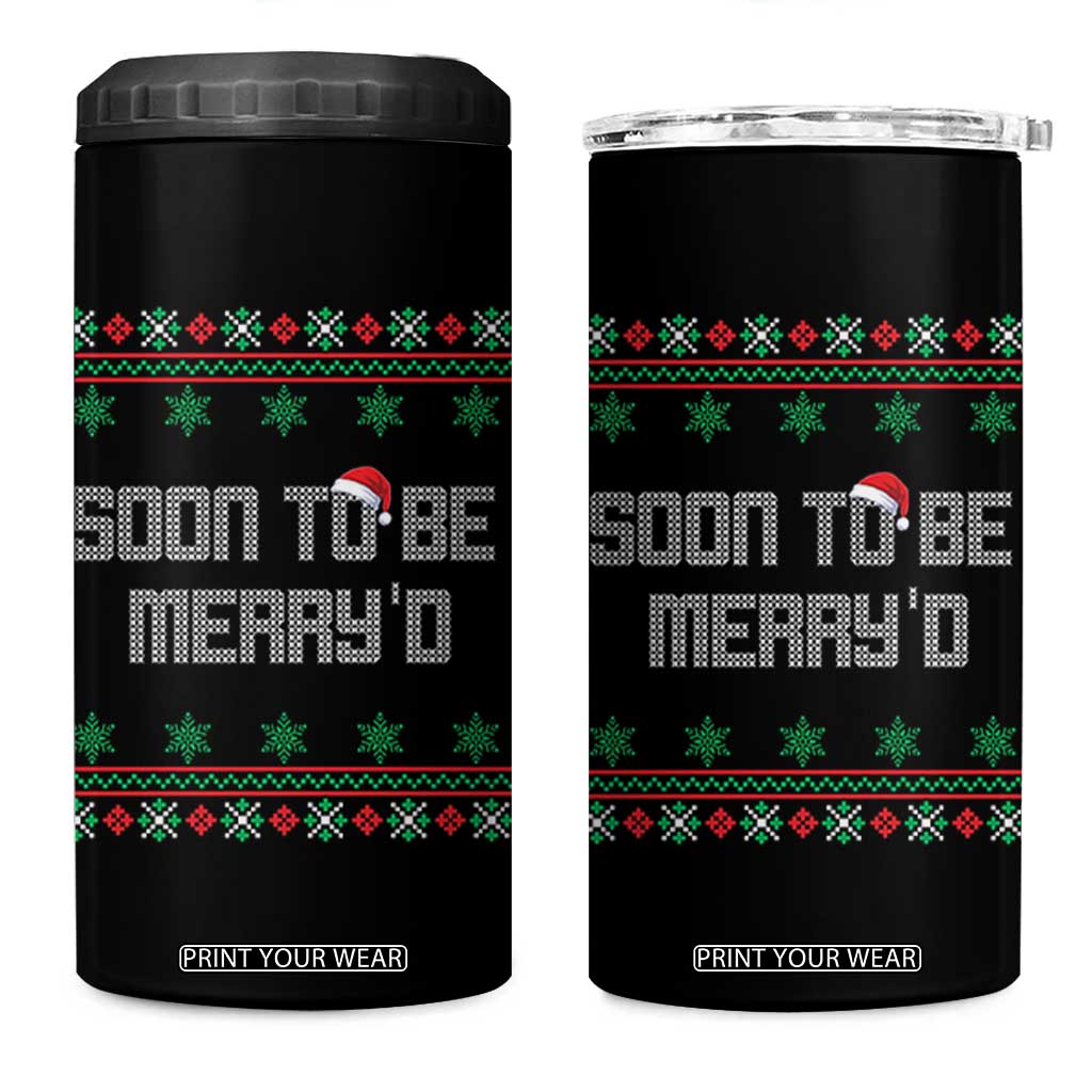 Soon To Be Merry'd Christmas 4 in 1 Can Cooler Tumbler Engaged Couple Matching TS10 One Size: 16 oz Black Print Your Wear