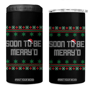Soon To Be Merry'd Christmas 4 in 1 Can Cooler Tumbler Engaged Couple Matching TS10 One Size: 16 oz Black Print Your Wear