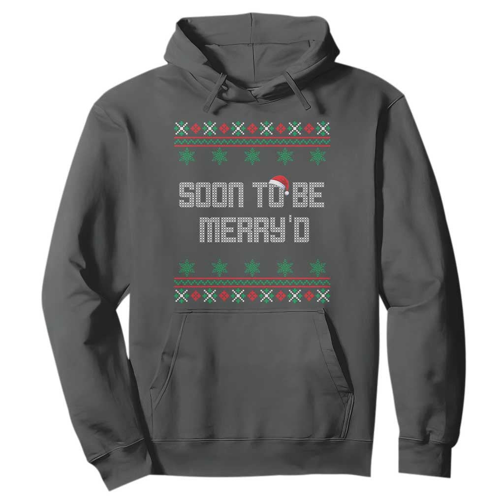 Soon To Be Merry'd Christmas Hoodie Engaged Couple Matching TS10 Dark Heather Print Your Wear