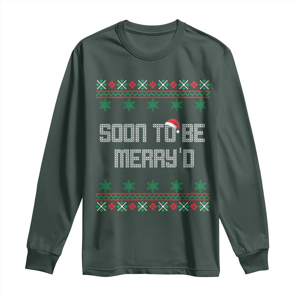 Soon To Be Merry'd Christmas Long Sleeve Shirt Engaged Couple Matching TS10 Dark Forest Green Print Your Wear