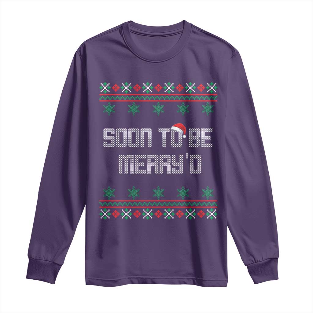 Soon To Be Merry'd Christmas Long Sleeve Shirt Engaged Couple Matching TS10 Purple Print Your Wear