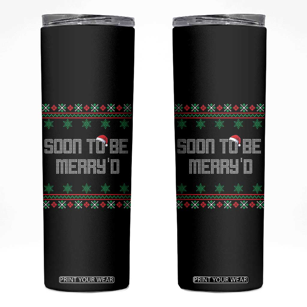 Soon To Be Merry'd Christmas Skinny Tumbler Engaged Couple Matching TS10 Black Print Your Wear