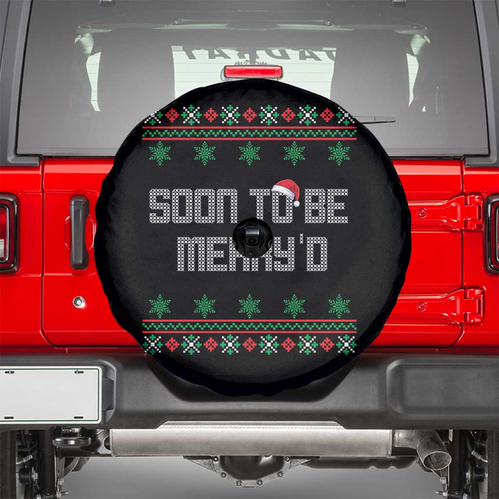 Soon To Be Merry'd Christmas Spare Tire Cover Engaged Couple Matching TS10 Black Print Your Wear