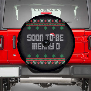 Soon To Be Merry'd Christmas Spare Tire Cover Engaged Couple Matching TS10 Black Print Your Wear