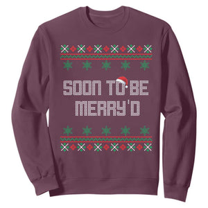 Soon To Be Merry'd Christmas Sweatshirt Engaged Couple Matching TS10 Maroon Print Your Wear
