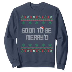 Soon To Be Merry'd Christmas Sweatshirt Engaged Couple Matching TS10 Navy Print Your Wear