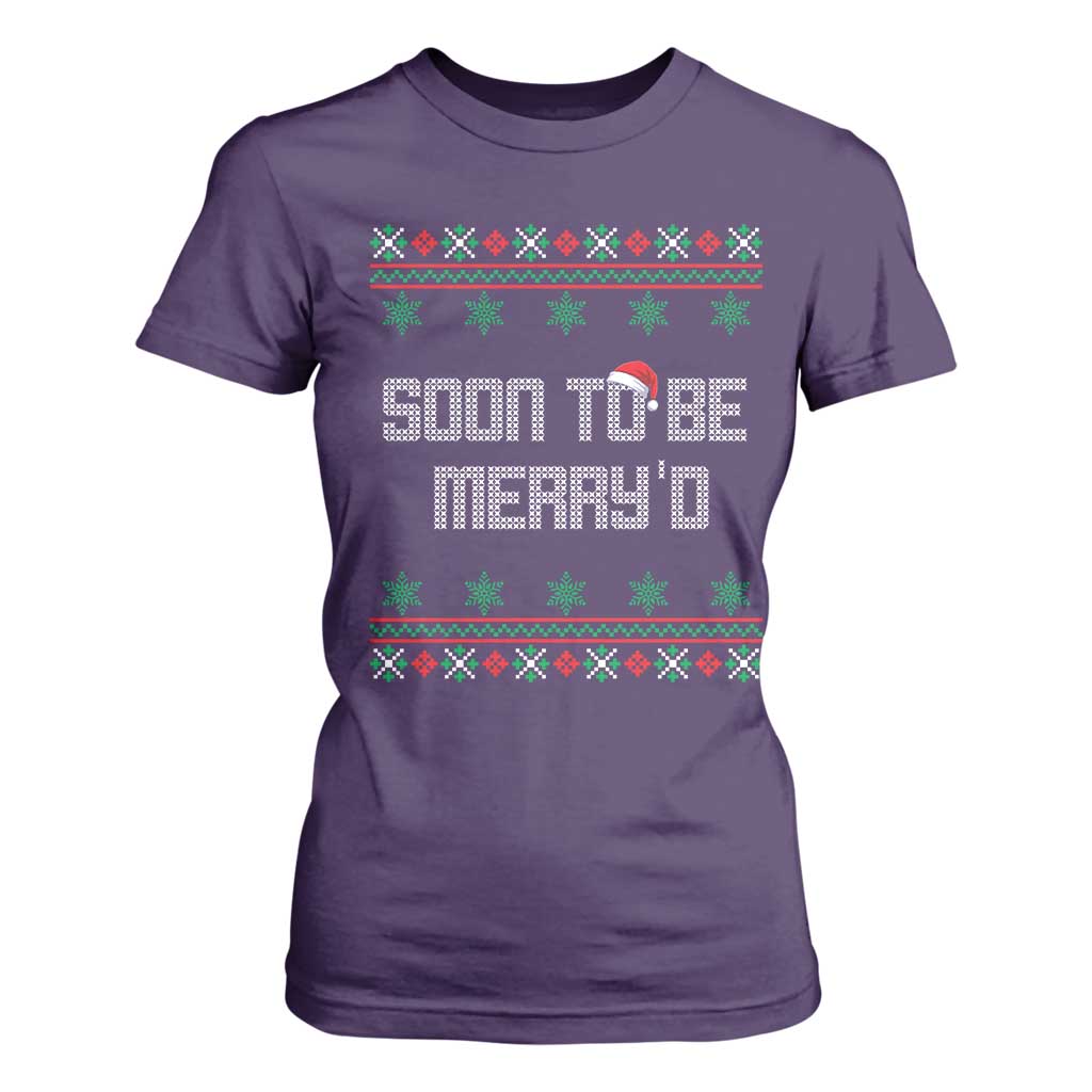 Soon To Be Merry'd Christmas T Shirt For Women Engaged Couple Matching TS10 Purple Print Your Wear