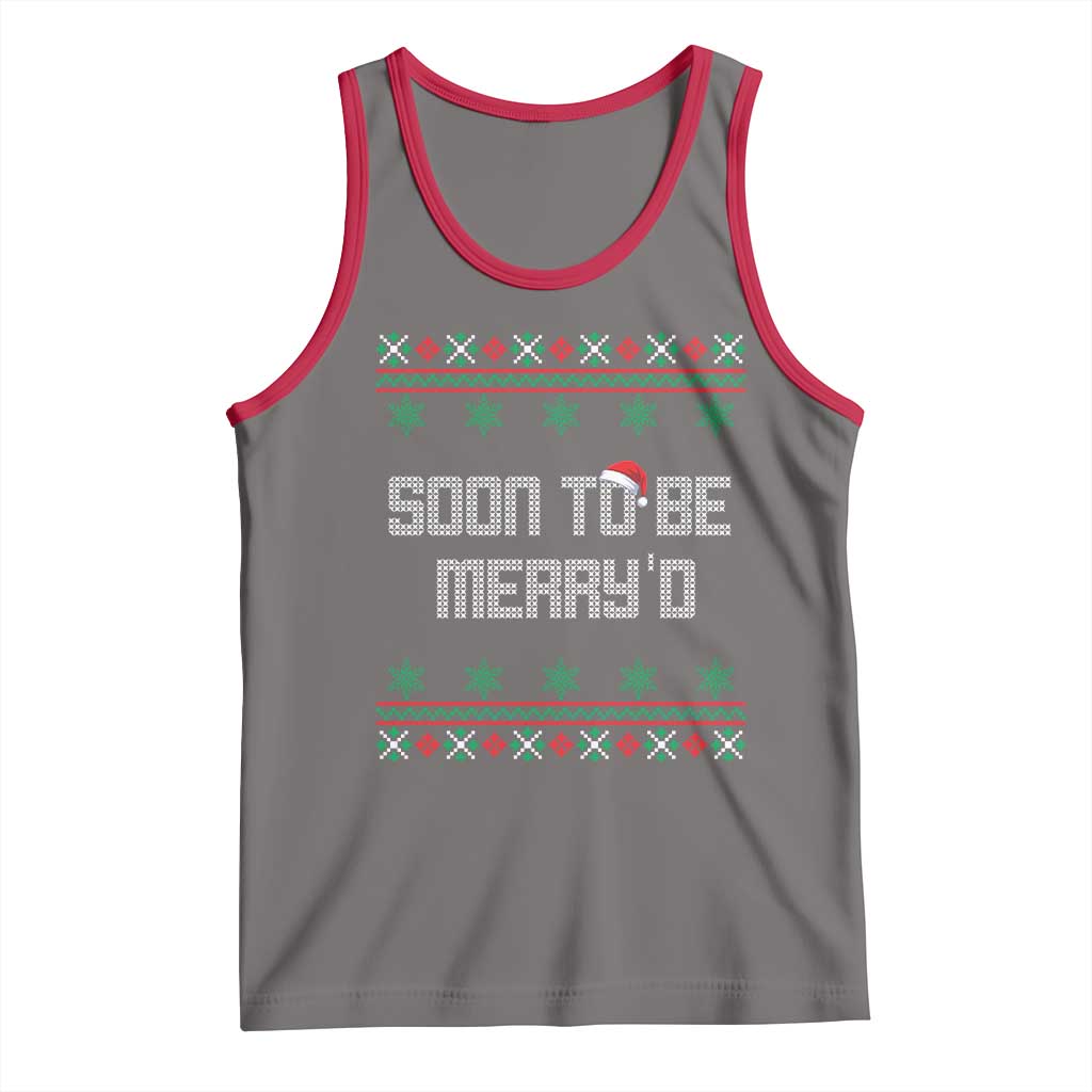 Soon To Be Merry'd Christmas Tank Top Engaged Couple Matching TS10 Deep Heather Red Print Your Wear