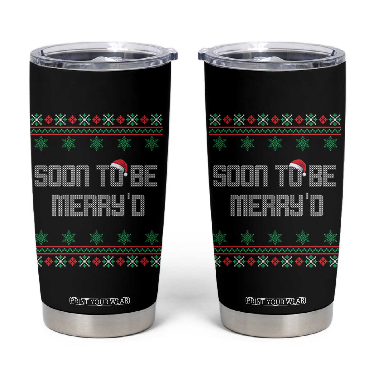 Soon To Be Merry'd Christmas Tumbler Cup Engaged Couple Matching TS10 Black Print Your Wear