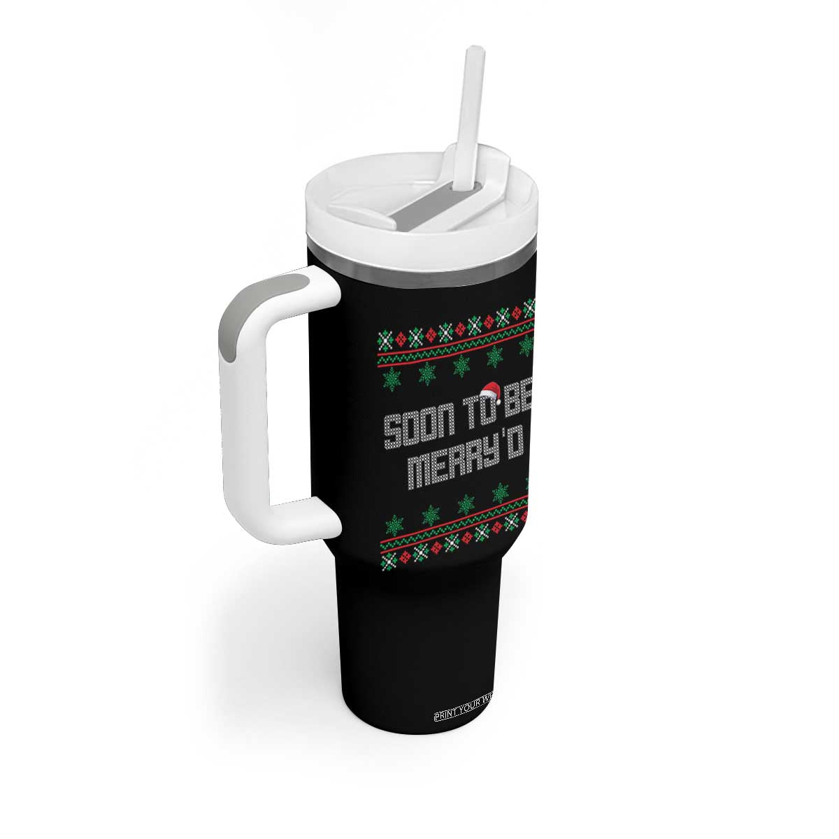 Soon To Be Merry'd Christmas Tumbler With Handle Engaged Couple Matching TS10 Print Your Wear